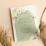 tropics Bridal Shower Invitation Kaart<br><div class="desc">Tropische kikkerbruine doucheuitnodigingen in een allurpant neutraal kleurenpalet zijn voorzien van een centraal gebogen element met uw vrijgezellenfeest,  voorzien van bleke groene waterverf palmschijfjes,  boho-eilandbladeringen,  witte orchideeën,  gedroogde botanische producten en beachy pampasgras.</div>