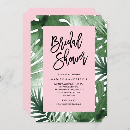 Tropics Bruids Douche Uitnodiging (Voorkant / Achterkant)