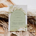 tropics ceremony rehearsal Dinner Invitati Kaart<br><div class="desc">De uitnodigingen voor het dineren van de tropische kikkervisjes in een allurerend neutraal kleurenpalet zijn voorzien van een centraal gebogen element met uw ceremonie-repetitie en dinedgegevens,  voorzien van bleke groene waterverf palmschijfjes,  stroperige eilandjes,  witte orchideeën,  boho gedroogde plantaardig plantaardig materiaal en pamapengras.</div>