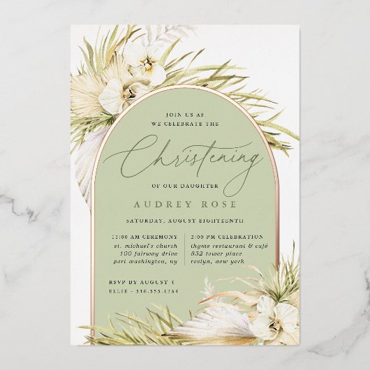 Tropics Christening Folie Uitnodiging (Voorkant)