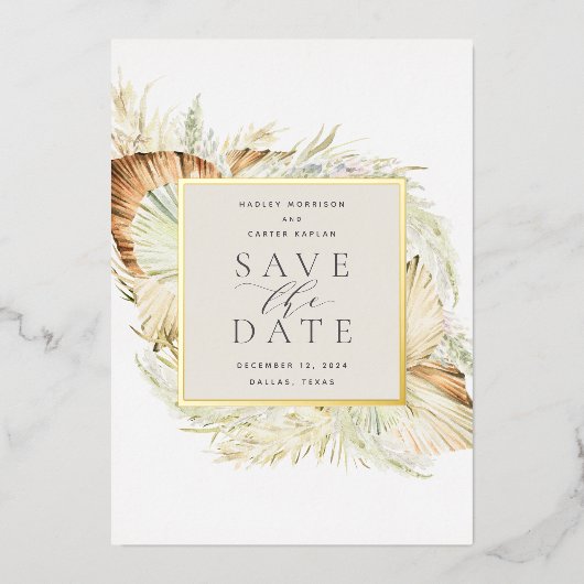  Tropics Folie Sla de datumkaart op Folie Uitnodiging (Voorkant)