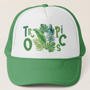 Tropics Green Palm Banana Monstera Leaves Trucker Pet