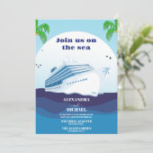 Tropics Seascape Beach Cruise Bruiloft Kaart (Staand voorkant)