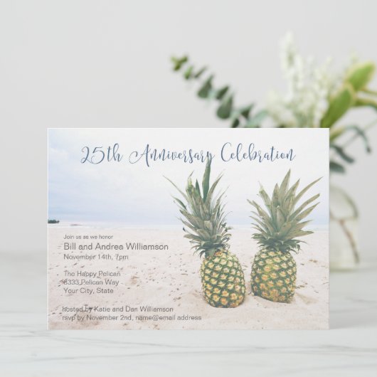 Tropisch 25-jarig jubileumfeest kaart (Staand voorkant)