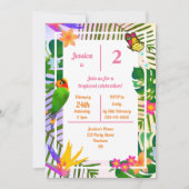 Tropisch 2e verjaardag Oerwoud roze papegaai Kaart (Voorkant)