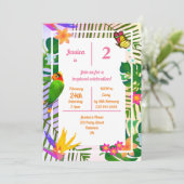 Tropisch 2e verjaardag Oerwoud roze papegaai Kaart (Staand voorkant)