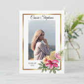 Tropisch 4 Foto Collage Gold Lijst Afstuderen Aankondiging (Staand voorkant)