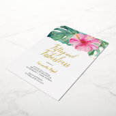 Tropisch 50 en Fabulous 50th Birthday Folie Uitnodiging (Gedraaid)