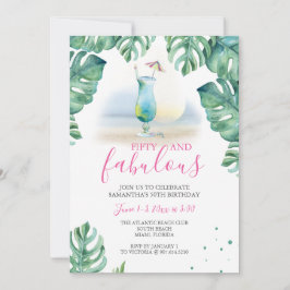 Tropisch 50 en Fabulous 50th Birthday Kaart