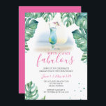 Tropisch 50 en Fabulous 50th Birthday Kaart<br><div class="desc">Nodig uw gasten aan een 50- en Fabulous 50th Birthday feest met deze girale kerkelijke uitnodigingen in roze, turquoise blauw en luie groen. Dit tropische ontwerp is voorzien van mijn originele waterverf cocktail en monstera palmbladeren. Pas je sjabloon aan met partijgegevens. Pas met uw gebeurtenistype en details aan om deze...</div>