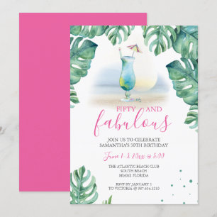 Tropisch 50 en Fabulous 50th Birthday Kaart