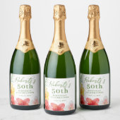 Tropisch 50ste verpartijfeest sparkling wijnetiket (Flessen)
