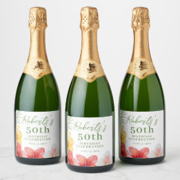 Tropisch 50ste verpartijfeest sparkling wijnetiket