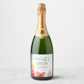 Tropisch 50ste verpartijfeest sparkling wijnetiket (Voorkant)