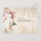 Tropisch aangedreven palmbladeren Wedding Rsvp Aankondigingskaart (Achterkant)