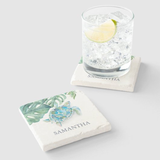 Tropisch aangepast Zee Stenen Onderzetter (Zijkant)