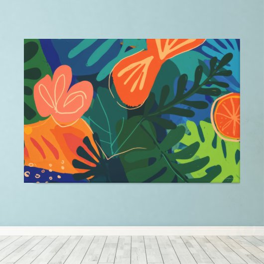 Tropisch abstract canvas afdruk (Insitu (Houten vloer))