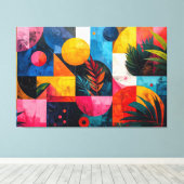 Tropisch abstract canvas afdruk (Insitu (Houten vloer))