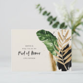 Tropisch abstract geschilderd bruidsmeisje RSVP kaartje (Staand voorkant)
