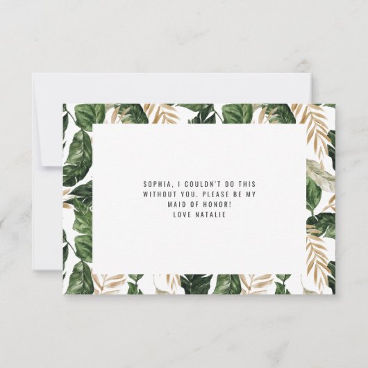 Tropisch abstract geschilderd bruidsmeisje RSVP kaartje (Achterkant)