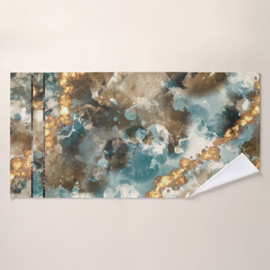 Tropisch Abstract marmer Gold Glitter Badhanddoek (Badhanddoek)