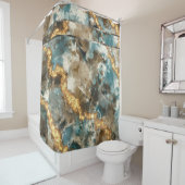 Tropisch Abstract marmer Gold Glitter Douchegordijn (In situ)