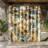 Tropisch Abstract marmer Gold Glitter Douchegordijn
