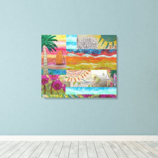 Tropisch Abstract uitgerekt canvas (Insitu (Houten vloer))