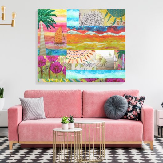 Tropisch Abstract uitgerekt canvas (Insitu (Woonkamer))