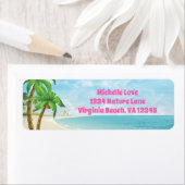 Tropisch adres van de Beach en de Palm Trees Etiket (Insitu)