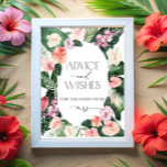 Tropisch advies en wensen poster<br><div class="desc">Tropisch Floral Advice en Gewenst Sign. Zie hier het volledige collectie: https://www.zazzle.com/collections/watercolor_tropical_flowers_and_leaves-119671500108864210</div>