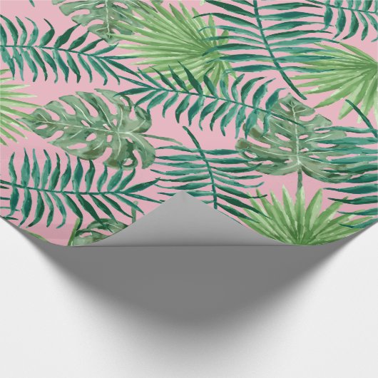 Tropisch afdrukken - Palm Trees roze Cadeaupapier (Hoek)