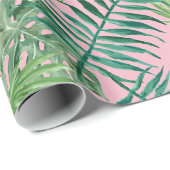 Tropisch afdrukken - Palm Trees roze Cadeaupapier (Rol Hoek)