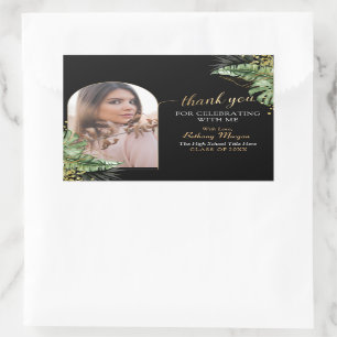 Tropisch Afstudeerder met zwarte gouden boog Foto  Rechthoekige Sticker