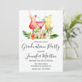 Tropisch Afstuderen Cocktail Drink Uitnodiging (Staand voorkant)