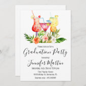 Tropisch Afstuderen Cocktail Drink Uitnodiging (Voorkant / Achterkant)