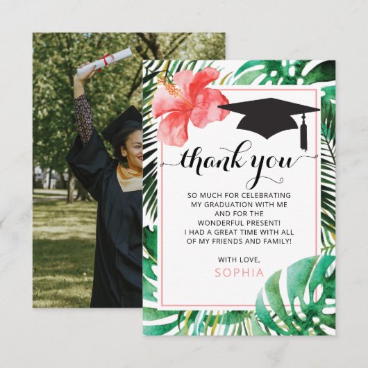 Tropisch Afstuderen Hartelijk dank, foto Kaart (Voorkant / Achterkant)