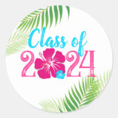 Tropisch Afstuderen Klasse van 2024 Envelope Seals Ronde Sticker (Voorkant)