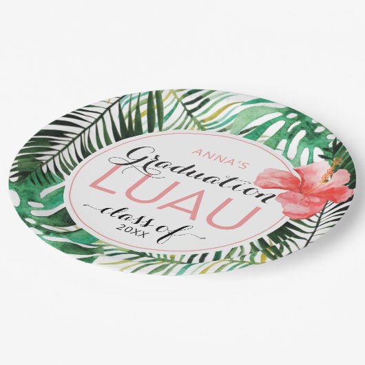Tropisch Afstuderen Luau Party Papieren Bordje (Gekanteld)