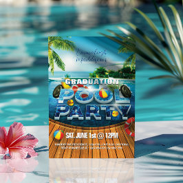 Tropisch Afstuderen Pool Party Event Kaart