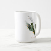 Tropisch afvulmonogram Letter "V", speciaal aangep Koffiemok (Voorkant rechts)