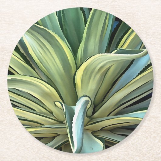 Tropisch-Agave Realism Art Ronde Kartonnen Onderzetter (Voorkant)