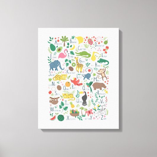 Tropisch alfabet voor kinderen canvas afdruk (Voorkant)