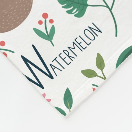 Tropisch alfabet voor kinderen fleece deken (Hoek)