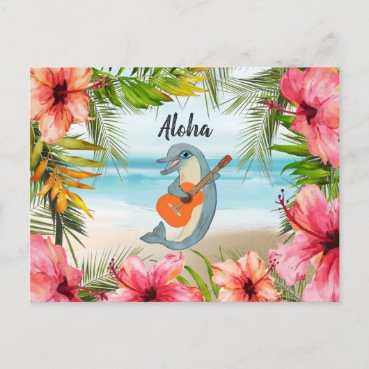 Tropisch Aloha denken aan je Dolphin Guitar Briefkaart (Voorkant)