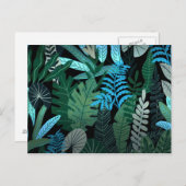 Tropisch Aloha Exotic Blue Oerwoud Pattern at Nigh Briefkaart (Voorkant / Achterkant)