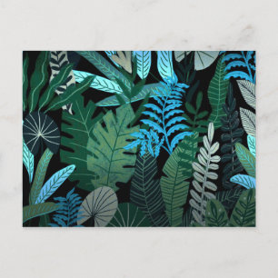 Tropisch Aloha Exotic Blue Oerwoud Pattern at Nigh Briefkaart