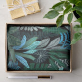 Tropisch Aloha Exotic Blue Oerwoud Pattern at Nigh Tissuepapier (Geschenk)