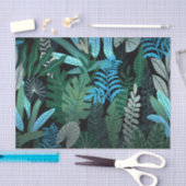 Tropisch Aloha Exotic Blue Oerwoud Pattern at Nigh Tissuepapier (Craft)