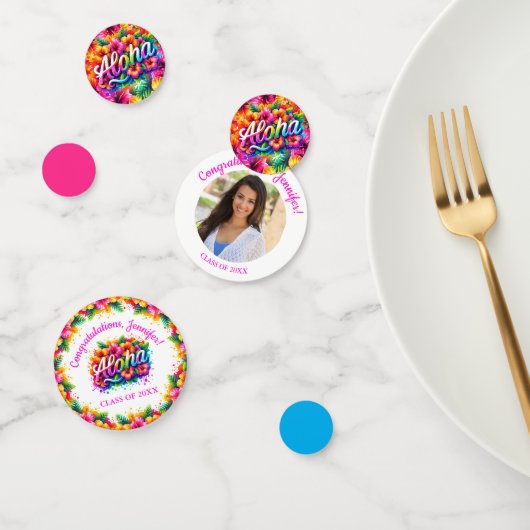 Tropisch Aloha Foto Verjaardagsfeestje Confetti (Groep)